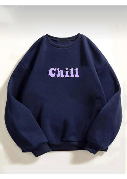 Kadın Chill Baskılı Oversize Sweatshirt10