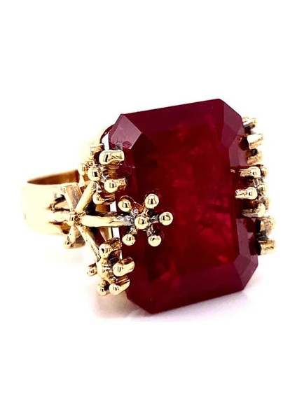 14K Altın Cultivate Ruby Taşlı Yüzük
