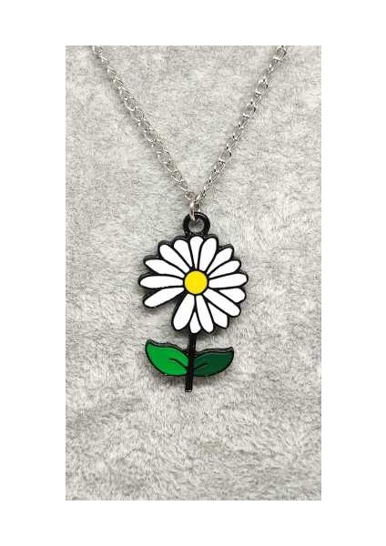 Mineli Yapraklı Papatya Kolye