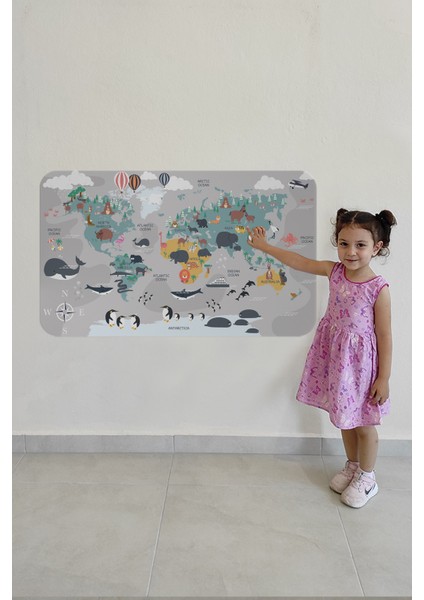 Doğaltercih Eğitici Dünya Haritası Dünya Atlası Çocuk ve Bebek Odası Duvar Sticker 3821XL modelleri