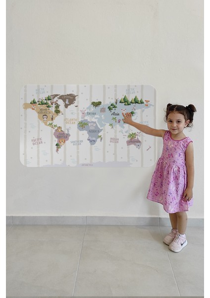 Doğaltercih Eğitici Dünya Haritası Dünya Atlası Çocuk ve Bebek Odası Duvar Sticker 3825XL modelleri