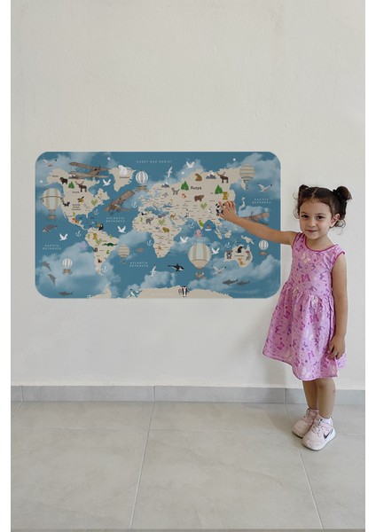 Doğaltercih Eğitici Dünya Haritası Dünya Atlası Çocuk ve Bebek Odası Duvar Sticker 3827XL modelleri