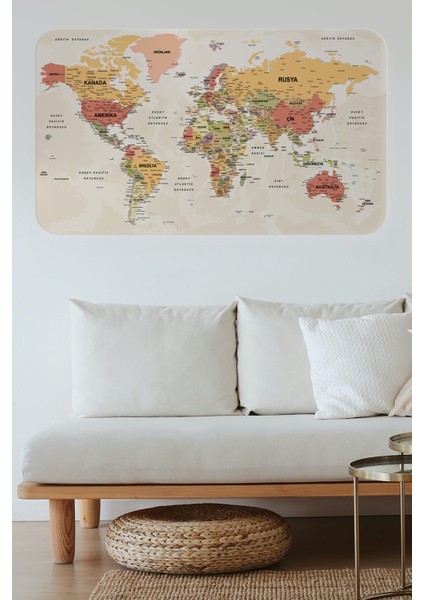 Doğaltercih Türkçe Eğitici Ülke ve Başkent Okyanus Detaylı Atlası Dekoratif Dünya Haritası Duvar Sticker 3837XL fiyatları