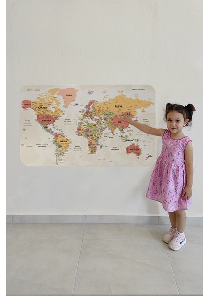 Doğaltercih Türkçe Eğitici Ülke ve Başkent Okyanus Detaylı Atlası Dekoratif Dünya Haritası Duvar Sticker 3837XL modelleri