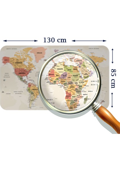 Doğaltercih Türkçe Eğitici Ülke ve Başkent Okyanus Detaylı Atlası Dekoratif Dünya Haritası Duvar Sticker 3837XL fırsatları