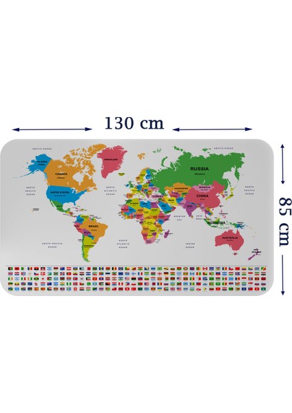 Doğaltercih Ülke Bayrak Lı Eğitici Başkent Detaylı Atlası Dünya Haritası Duvar Sticker 3833XL