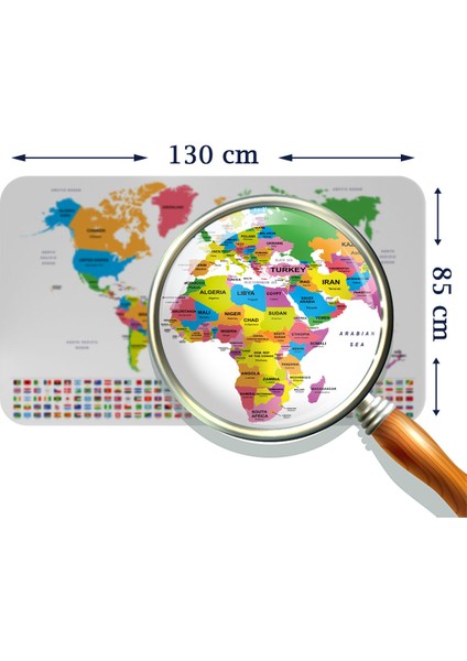 Doğaltercih Ülke Bayrak Lı Eğitici Başkent Detaylı Atlası Dünya Haritası Duvar Sticker 3833XL fırsatları