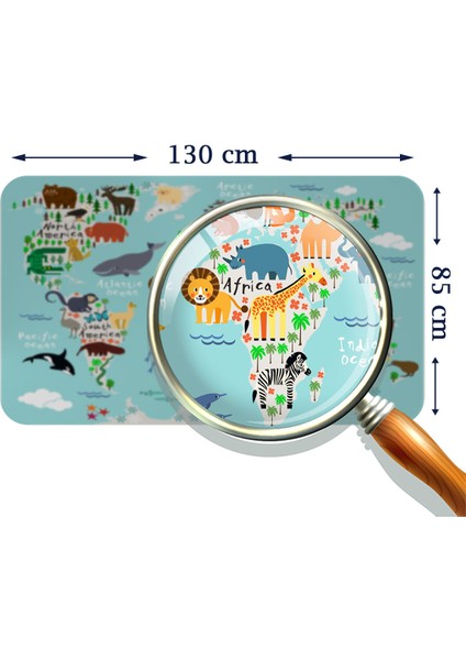 Doğaltercih Eğitici Dünya Haritası Dünya Atlası Çocuk ve Bebek Odası Duvar Sticker 3775XL