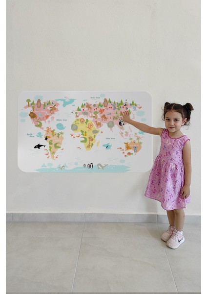 Doğaltercih Eğitici Dünya Haritası Dünya Atlası Çocuk ve Bebek Kız Çocuğu Odası Duvar Sticker 3777XL modelleri