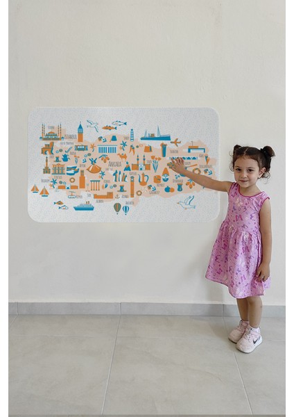 Doğaltercih Eğitici ve Öğretici Dekoratif Cocuk Odası Türkiye Haritası Duvar Sticker 3875XL modelleri