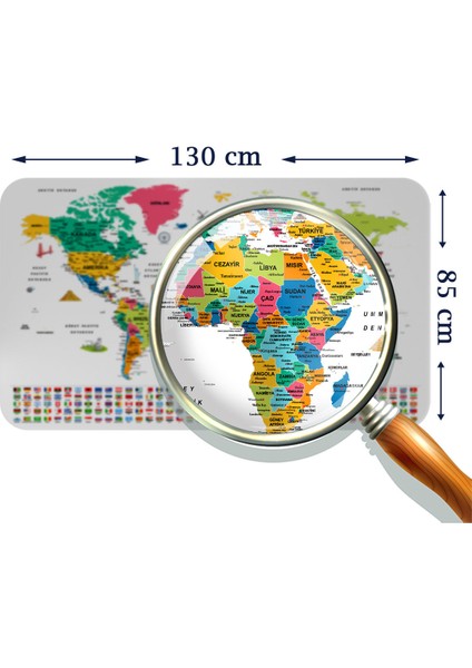 Doğaltercih Türkçe Ülke Bayrak Lı Eğitici Başkent Detaylı Atlası Dünya Haritası Duvar Sticker 3841XL fırsatları
