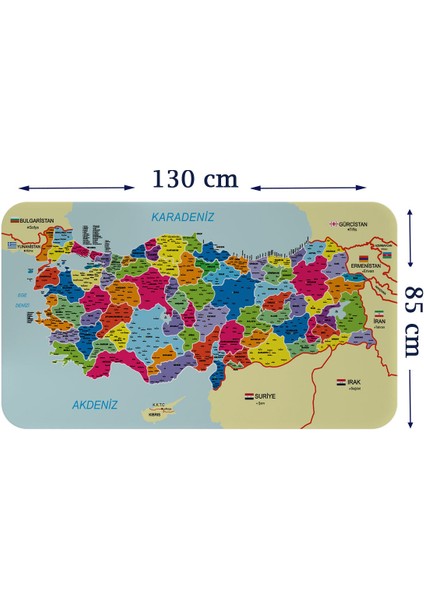 Doğaltercih Eğitici ve Öğretici Detaylı Dekoratif Komşulu Türkiye Haritası Duvar Sticker 3845XL
