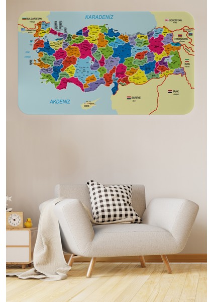 Doğaltercih Eğitici ve Öğretici Detaylı Dekoratif Komşulu Türkiye Haritası Duvar Sticker 3845XL fiyatları