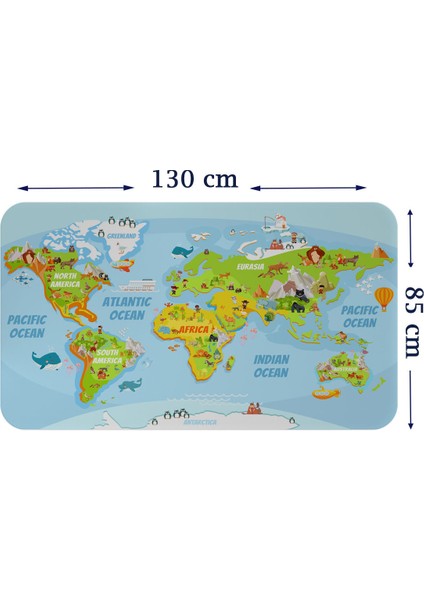 Doğaltercih Eğitici Dünya Haritası Dünya Atlası Çocuk ve Bebek Odası Duvar Sticker 3778XL
