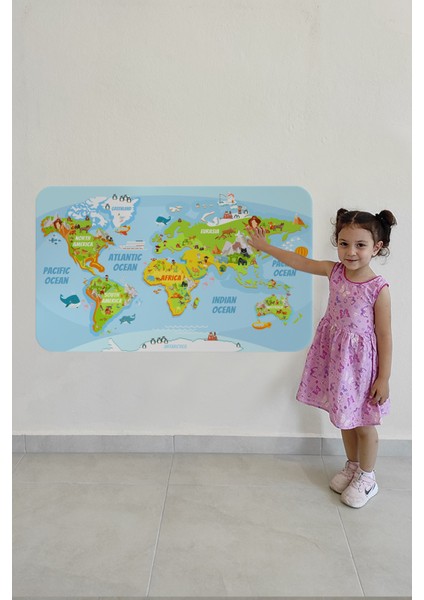 Doğaltercih Eğitici Dünya Haritası Dünya Atlası Çocuk ve Bebek Odası Duvar Sticker 3778XL modelleri