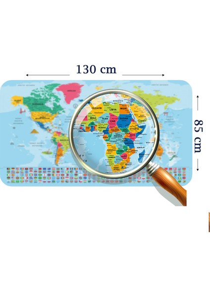 Doğaltercih Dünya Haritası Eğitici Ülke Bayraklı Türkçe Harita Çocuk Odası Genç Odası Duvar Sticker 3865BAYRAKXL fırsatları