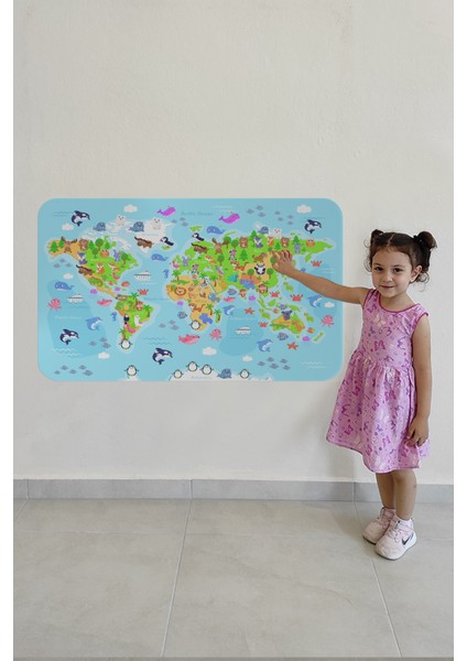 Doğaltercih Eğitici Dünya Haritası Dünya Atlası Çocuk ve Bebek Odası Duvar Sticker 3783XL