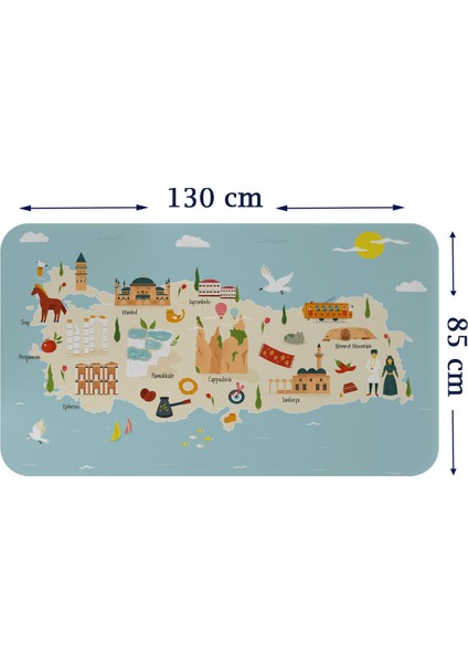 Doğaltercih Eğitici ve Öğretici Dekoratif Cocuk Odası Türkiye Haritası Duvar Sticker 3879XL