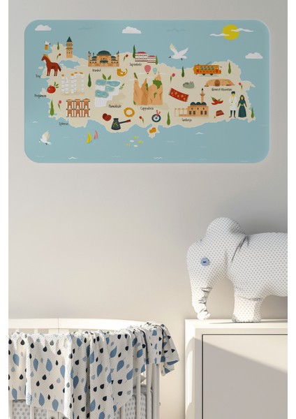 Doğaltercih Eğitici ve Öğretici Dekoratif Cocuk Odası Türkiye Haritası Duvar Sticker 3879XL fiyatları
