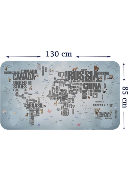 Doğaltercih Ülke Adlı Eğitici Dünya Haritası Dünya Atlası Çocuk ve Bebek Odası Duvar Sticker 3823XL