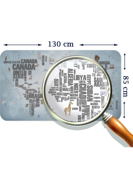 Doğaltercih Ülke Adlı Eğitici Dünya Haritası Dünya Atlası Çocuk ve Bebek Odası Duvar Sticker 3823XL