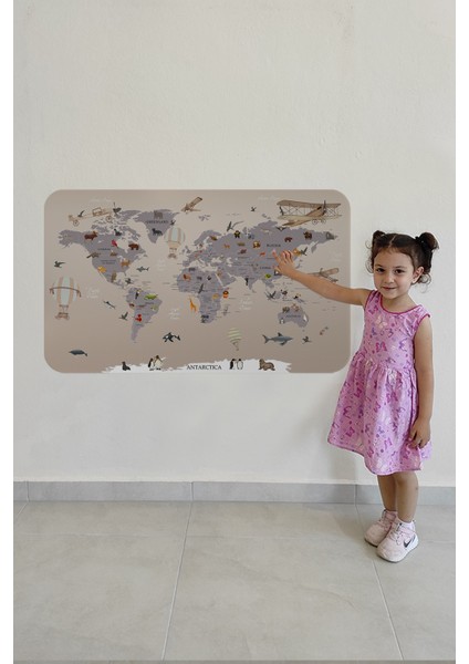 Doğaltercih Eğitici Dünya Haritası Dünya Atlası Çocuk ve Bebek Odası Duvar Sticker 3814XL modelleri