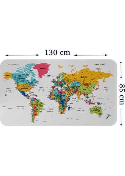 Doğaltercih Türkçe Eğitici Ülke ve Başkent Detaylı Atlası Dünya Haritası Duvar Sticker 3851XL