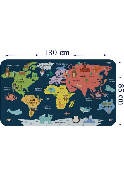 Doğaltercih Eğitici Dünya Haritası Dünya Atlası Çocuk ve Bebek Odası Duvar Sticker 3810XL