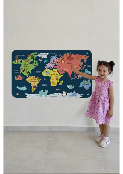 Doğaltercih Eğitici Dünya Haritası Dünya Atlası Çocuk ve Bebek Odası Duvar Sticker 3810XL
