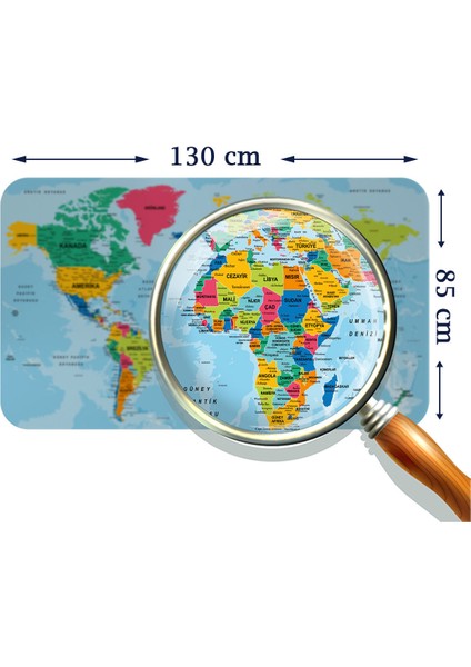 Doğaltercih Türkçe Eğitici Ülke ve Başkent Okyanus Detaylı Atlası Dekoratif Dünya Haritası Duvar STICKER 3870XL fırsatları