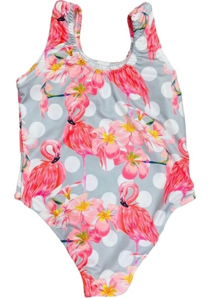 Kız Çocuk Mayo Leopar-Flamingo Desenli