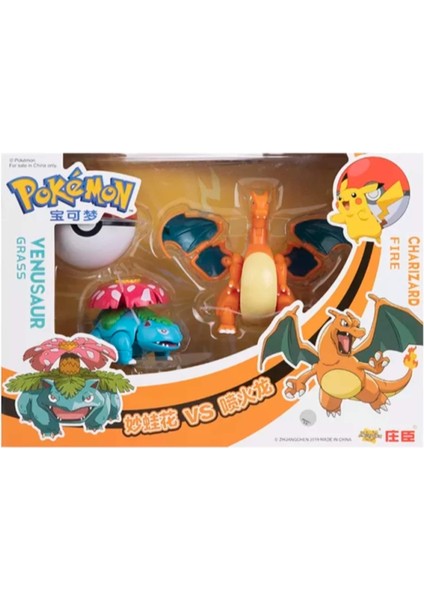 ThreeMB Toys Pokemon Orijinal Lisanslı Elf Topu 2'li Kutu - 2  (Venusaur-Charizard)