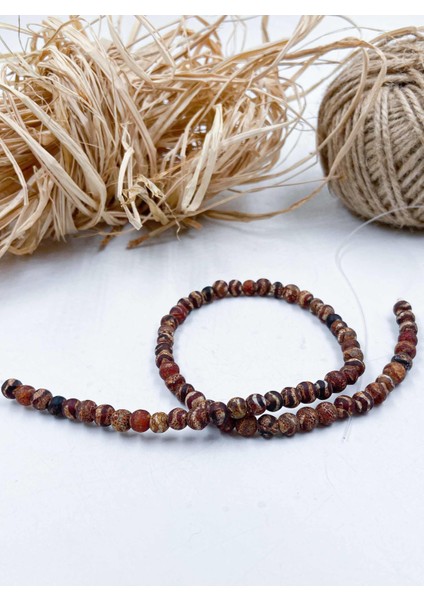 Tibet Akik Küre Faset Kesim 6 mm Doğal Taş Dizi