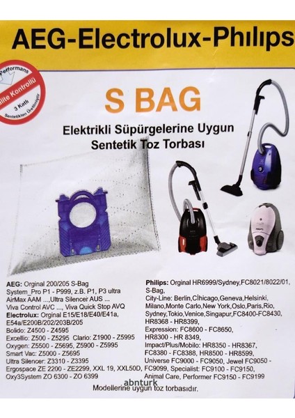 20 Adet Aeg S Bag System PROP1-P999-Z.B.P1,P3 Ultra Airmaxx Aam Elektrikli Süpürge Torbası 3 Kat Elyaf Antialerjik Hijyen Sentetik Torba