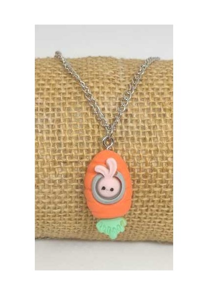 Havuç Roket Tavşan Kolye Unisex Çocuk Kolye Erkek Çocuk Kolye