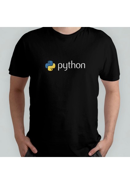 Python - Programcı / Coder %100 Pamuklu Bisiklet Yaka T-Shirt Model - 2