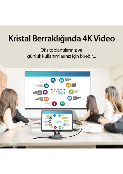 Tablet ve Pc Tasarlanan Standlı 4K Video Dönüştürücü 10IN1 Hub