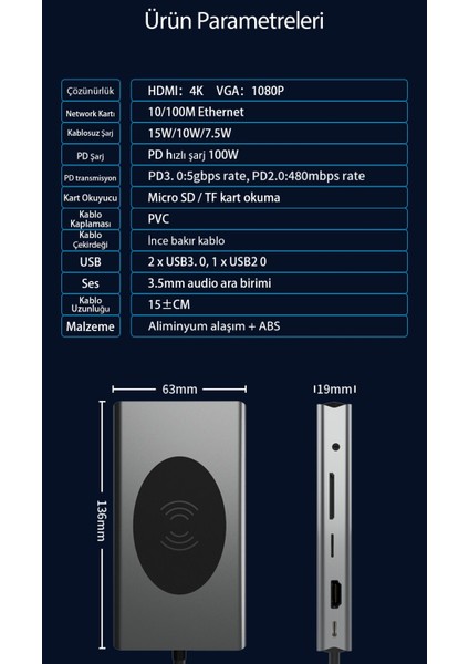 Apple Macbook 14.2' 2021 Çevirici Dönüştürücü 13IN1 Hub Çok Fonksiyonlu Hub