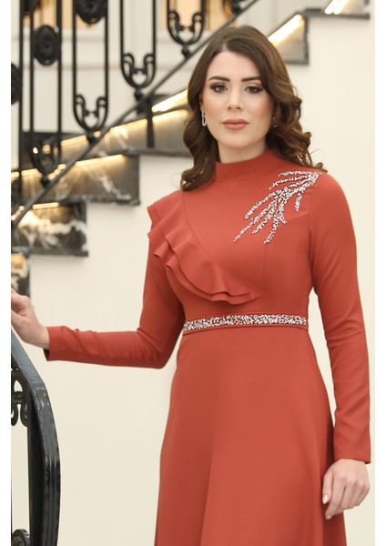 Elben Moda Elif Taşlı Tesettür Abiye Elbise