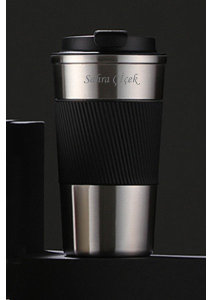 304 Pazlanmaz Çelik 500 ml Kaydırmaz Lastikli Termos Bardak Mug Isme Özel fiyatları