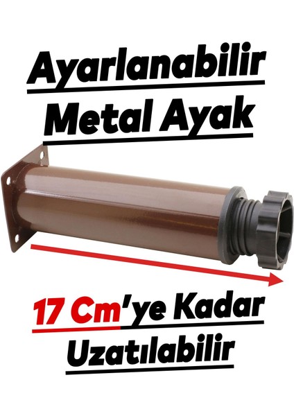 Mobilya Kanepe Baza Koltuk Metal Destek Ayağı Ayarlanabilir Kahverengi Ayak 15 cm (4 Adet)
