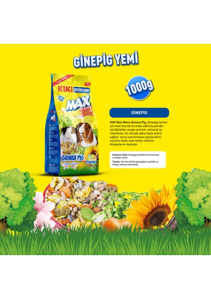 Kıkı Excellent Kemirgen Max Menu Guinea Pig Ginepig Yemi 1000 Gr. KG306