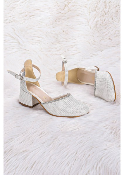 Ressa Çupra Taşlı Kız Çocuk 5 Cm Topuklu Sandalet Abiye Ayakkabı