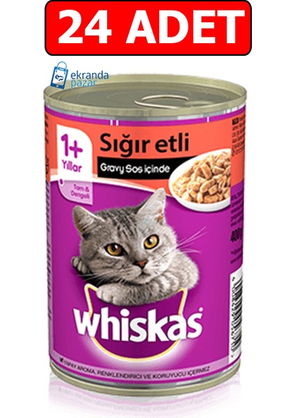 Sığır Etli Kedi Konserve Yaş Kedi Maması 400 gr 24 Adet