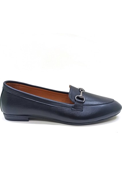 Siyah Deri Kadın Babet Ayakkabı fırsatları