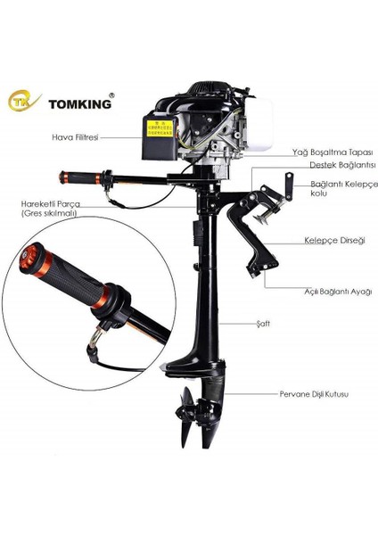 TK144FC Dıştan Takma Bot Motoru 4 Zamanlı 4 Hp