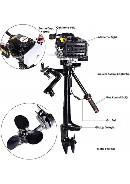 TK144FC Dıştan Takma Bot Motoru 4 Zamanlı 4 Hp