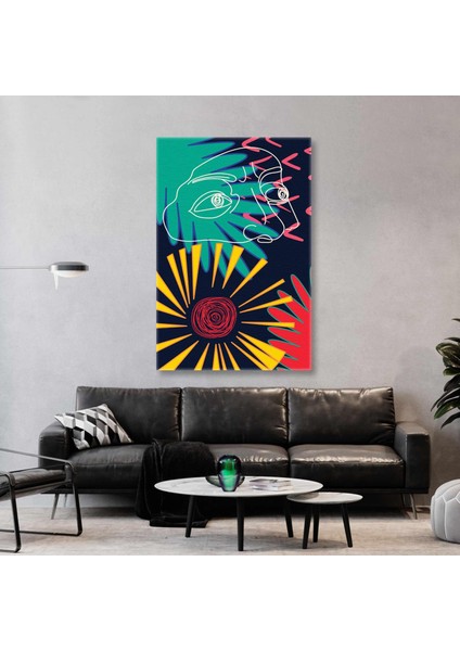 Çizgisel Çiçekler Line Art Heykel Modern Grafik Ilüstrasyon Kanvas Tablo