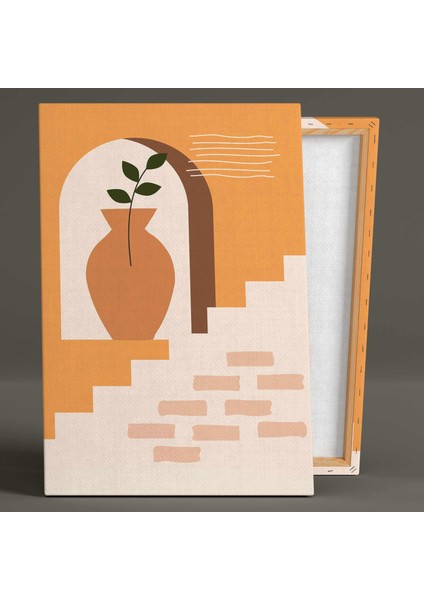Çizgisel Insan Figürü Terazzo Rengi Boho Tasarım Üçlü Kombin 3 Lü Set Kanvas Tablo
