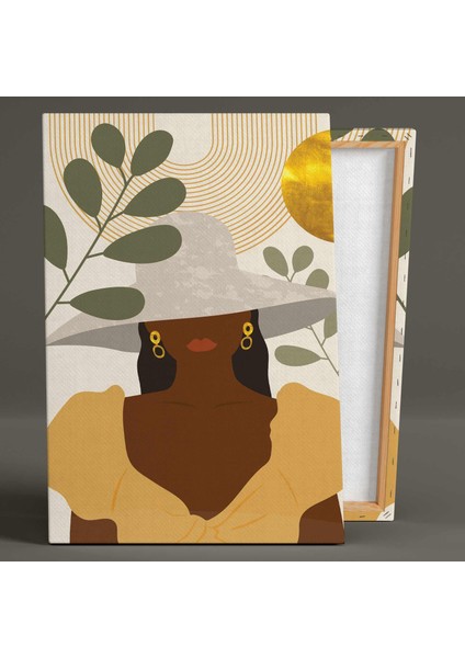 Gold Detaylı Boho Ilüstrasyon Line Art Üçlü Kombin 3 Lü Set Kanvas Tablo